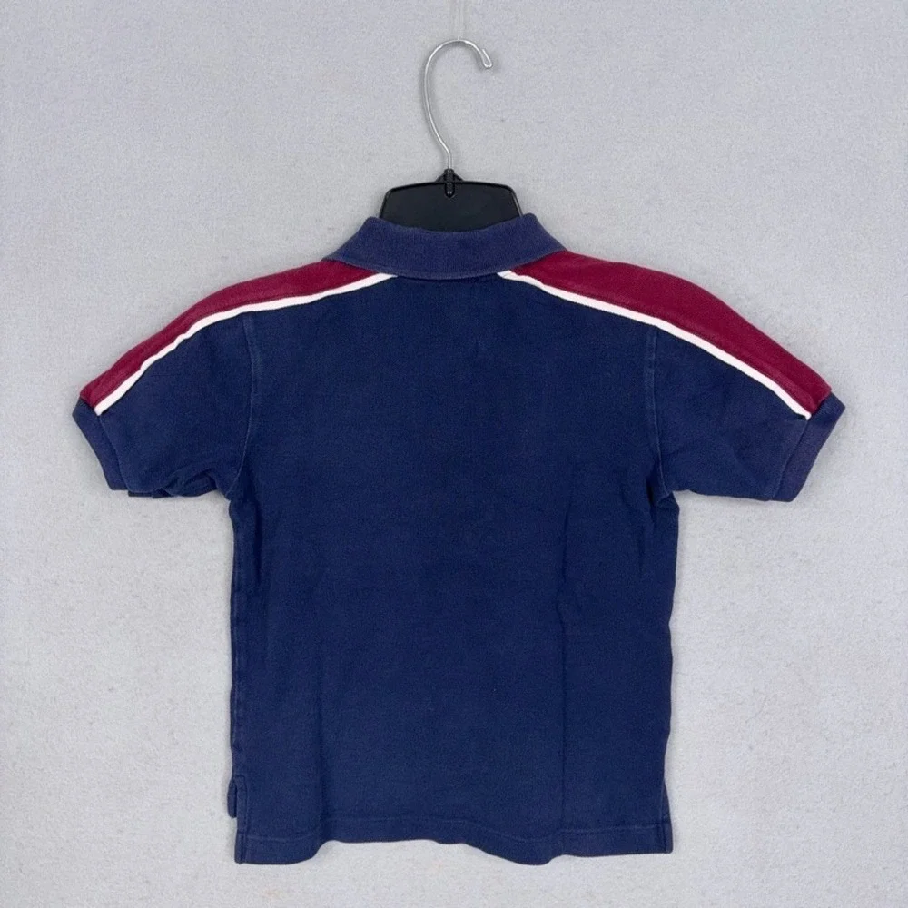 Vintage Polo Ralph Lauren Polo Shirt Kids 5 Blue Colorblock Crest Preppy Classic